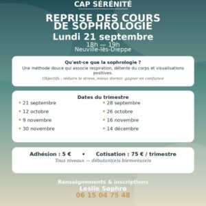 Nouveau : de la sophrologie à partir de septembre